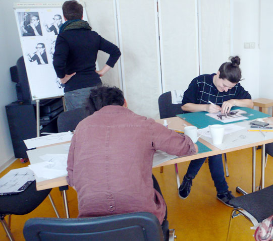 Participants making their stencils.